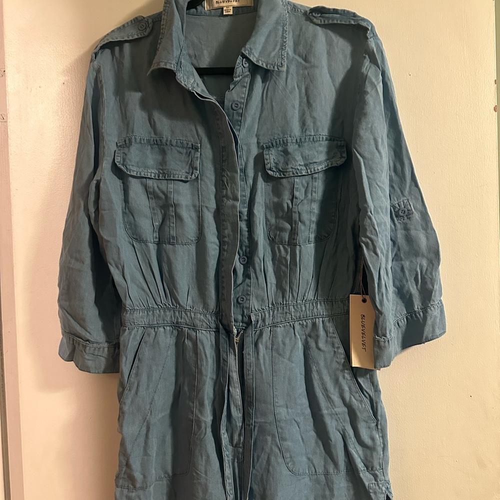 Utility Shirt-Jump Dress Jacket in Light Blue